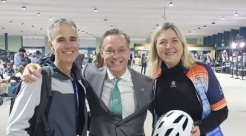   Prince Jaime de Bourbon de Parme, the climate envoy of Netherland with Cop29  bike ride team