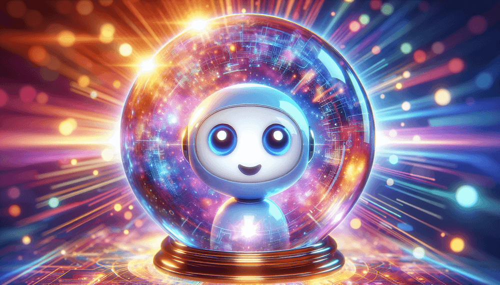 a robot inside a crystal ball